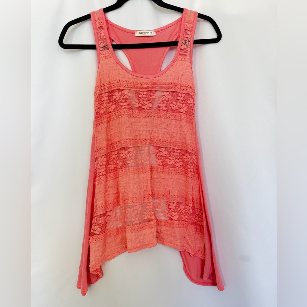 Arden B Coral Lace Tank Top